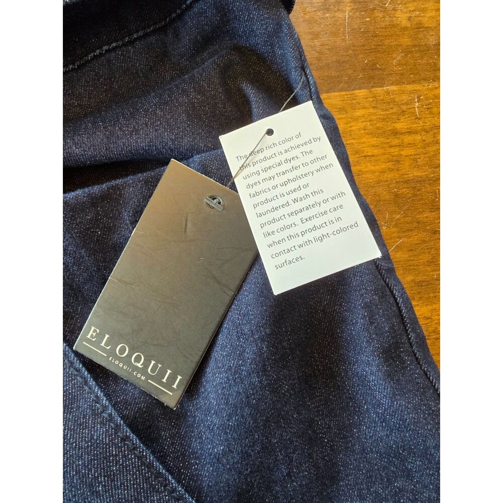 Eloquii Denim Tie Waist Wide Leg Crop Jeans Dark Wash 16S NWT Plus Size - Picture 5 of 8